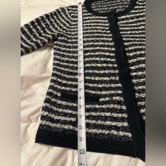 Anne Klein Black and White Textured Cardigan - Size L - Picture 12 of 13